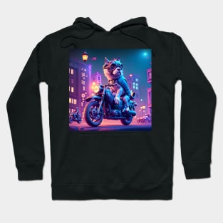 Night Ride Dog Biker - fantasy art Hoodie